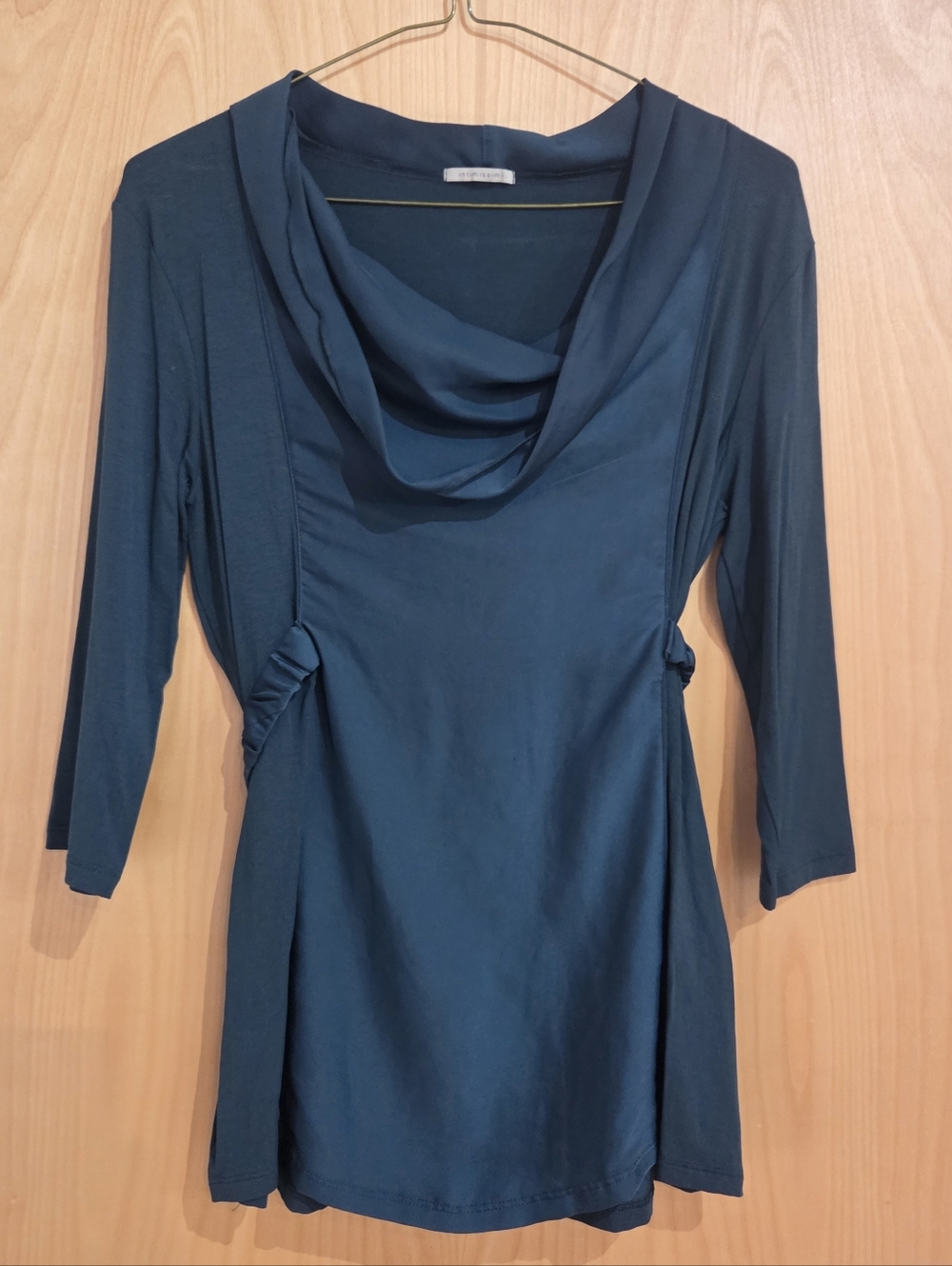 intimissimi Teal 3/4 Sleeve Silk Cowl Neck Top